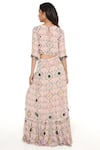 Shop_Payal Singhal_Pink Crepe Diamond Round Top And Skirt Set _at_Aza_Fashions