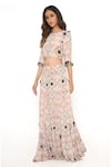 Payal Singhal_Pink Crepe Diamond Round Top And Skirt Set _Online_at_Aza_Fashions