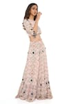 Buy_Payal Singhal_Pink Crepe Diamond Round Top And Skirt Set _Online_at_Aza_Fashions