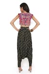 Shop_Payal Singhal_Black Silk Print And Embroidery Blouse & Low Crotch Pant Set _at_Aza_Fashions
