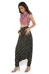 Payal Singhal_Black Silk Print And Embroidery Blouse & Low Crotch Pant Set _Online_at_Aza_Fashions