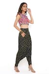 Buy_Payal Singhal_Black Silk Print And Embroidery Blouse & Low Crotch Pant Set _Online_at_Aza_Fashions