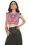 Shop_Payal Singhal_Black Silk Print And Embroidery Blouse & Low Crotch Pant Set _Online_at_Aza_Fashions