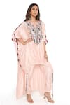 Buy_Payal Singhal_Pink Silk Embroidery Thread Notched Kurta And Jogger Pant Set _at_Aza_Fashions