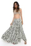 Payal Singhal_Grey And Embroidery Jaal & Floral & Pearls Square Blouse & Lehenga Set _Online_at_Aza_Fashions