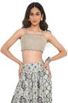 Shop_Payal Singhal_Grey And Embroidery Jaal & Floral & Pearls Square Blouse & Lehenga Set _Online_at_Aza_Fashions
