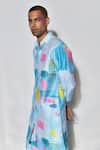 Shop_PS Men by Payal Singhal_Blue Dupion Silk Printed Painterly Gustav Kurta Set  _at_Aza_Fashions