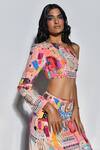 Buy_Payal Singhal_Peach Crepe Trance Asymmetric Tamara Printed Top And Skirt Set