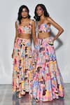 Shop_Payal Singhal_Peach Denim Printed Trance Square Neck Alecia Top And Skirt Set _Online_at_Aza_Fashions