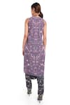 Shop_PS Pret By Payal Singhal_Purple Art Crepe Floral Motifs Round Forest Print Tunic And Pant Set _at_Aza_Fashions