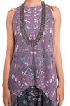 Buy_PS Pret By Payal Singhal_Purple Art Crepe Floral Motifs Round Forest Print Tunic And Pant Set _Online_at_Aza_Fashions