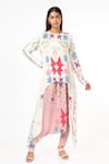 Buy_Payal Singhal_White Crepe Printed Ikat Star Round Top And Low Crotch Pant Set _at_Aza_Fashions