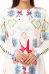 Payal Singhal_White Crepe Printed Ikat Star Round Top And Low Crotch Pant Set _Online_at_Aza_Fashions
