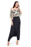 Buy_PS Pret by Payal Singhal_Black Top Georgette Pant Crepe Printed Abutilon And Set  _at_Aza_Fashions