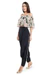 PS Pret by Payal Singhal_Black Top Georgette Pant Crepe Printed Abutilon And Set  _Online_at_Aza_Fashions