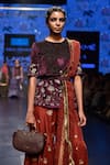 Shop_Payal Singhal_Red Velvet And Silk Embroidery Round Saffiya Kurta Sharara Set _Online_at_Aza_Fashions