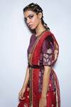Payal Singhal_Red Velvet And Silk Embroidery Round Saffiya Kurta Sharara Set _at_Aza_Fashions