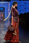 Payal Singhal_Red Velvet And Silk Embroidery Round Saffiya Kurta Sharara Set _Online_at_Aza_Fashions