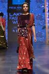 Buy_Payal Singhal_Red Velvet And Silk Embroidery Round Saffiya Kurta Sharara Set _Online_at_Aza_Fashions