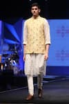 Buy_PS Men by Payal Singhal_Yellow Organza Embroidered Fringe Dupion Silk Bundi And Kurta Set  _at_Aza_Fashions