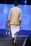 Shop_PS Men by Payal Singhal_Yellow Organza Embroidered Fringe Dupion Silk Bundi And Kurta Set  _at_Aza_Fashions