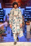 Shop_PS Men by Payal Singhal_White Georgette Printed Abutilon Kurta Set  _Online_at_Aza_Fashions