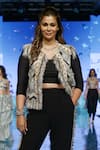 Payal Singhal_Blue Georgette And Lycra Embroidery Thread & Sequin Round Iraj Jacket Pant Set _Online_at_Aza_Fashions