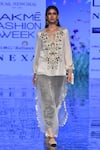 Buy_Payal Singhal_White Georgette And Chanderi Thread Anosh Kaftan Kurta With Jogger Pant Set _Online_at_Aza_Fashions