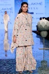 Payal Singhal_Purple Crepe Abstract Print And Thread Round Alisa Kaftan Kurta With Sharara _Online_at_Aza_Fashions