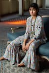Buy_Payal Singhal_Purple Crepe Abstract Print And Thread Round Alisa Kaftan Kurta With Sharara _Online_at_Aza_Fashions