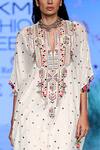 Payal Singhal_White Silk Mukaish And Thread Notched Adena Kaftan Kurta With Palazzo Pants _at_Aza_Fashions