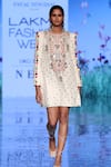 Buy_Payal Singhal_White Silk Embroidery Mukaish And Thread Round Adalia Dress _at_Aza_Fashions