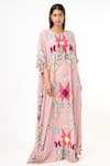 Buy_Payal Singhal_Pink Crepe Printed Ikat Star Round Kaftan _at_Aza_Fashions