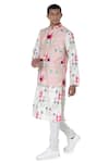 PS Men by Payal Singhal_Pink Silk Mul Printed Ikat Star Bundi And Kurta Set  _Online_at_Aza_Fashions