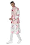 Buy_PS Men by Payal Singhal_Pink Silk Mul Printed Ikat Star Bundi And Kurta Set  _Online_at_Aza_Fashions