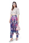 Buy_Payal Singhal_Purple Dupion Silk Abstract Print And Thread Round Abia Crop Top & Pant Set _at_Aza_Fashions