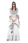 Buy_Payal Singhal_White Georgette Embroidery Thread V Neck Amaya Kaftan With Sharara _at_Aza_Fashions