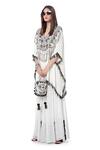 Payal Singhal_White Georgette Embroidery Thread V Neck Amaya Kaftan With Sharara _Online_at_Aza_Fashions