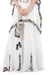 Payal Singhal_White Georgette Embroidery Thread V Neck Amaya Kaftan With Sharara _at_Aza_Fashions