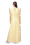 Shop_Payal Singhal_Yellow Brocade Embroidery Thread Round Hasana Kaftan _at_Aza_Fashions