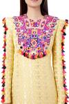 Buy_Payal Singhal_Yellow Brocade Embroidery Thread Round Hasana Kaftan _Online_at_Aza_Fashions
