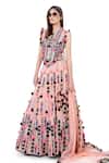 Buy_Payal Singhal_Pink Georgette Thread Round Idris Embroidered Lehenga Set _at_Aza_Fashions