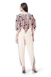Shop_Payal Singhal_Beige Georgette Embroidery Thread Mahah Bomber Jacket With Pants _at_Aza_Fashions