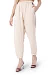 Payal Singhal_Beige Georgette Embroidery Thread Mahah Bomber Jacket With Pants _at_Aza_Fashions