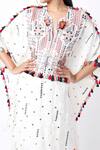 Payal Singhal_White Georgette Embroidered Mukaish Work Notched Kaftan And Palazzo Set _Online_at_Aza_Fashions