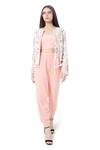 Buy_Payal Singhal_Pink Georgette Nafisa Embroidered Jacket Pant Set_at_Aza_Fashions