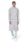 Buy_PS Men by Payal Singhal_Blue Georgette Embroidered Geometric Kurta Set  _at_Aza_Fashions