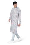 PS Men by Payal Singhal_Blue Georgette Embroidered Geometric Kurta Set  _Online_at_Aza_Fashions