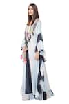 Buy_PS Pret By Payal Singhal_Blue Art Georgette Thread Notched Saba Embroidered Kaftan _Online_at_Aza_Fashions