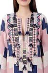 Shop_Payal Singhal_Grey Crepe Mosaic Prints Notched Iqra Kaftan _Online_at_Aza_Fashions
